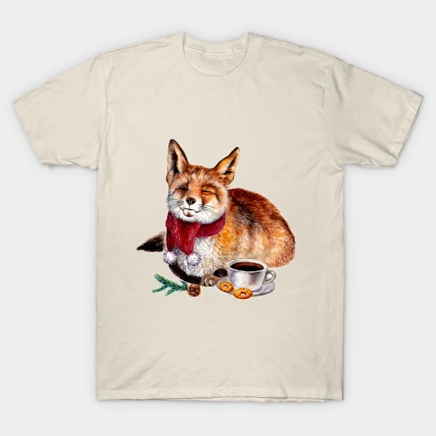 Coffee Fox T-Shirt by annashell